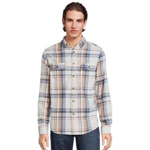George Plaid Flannel Shirt; Blue, Tan, Beige, Navy